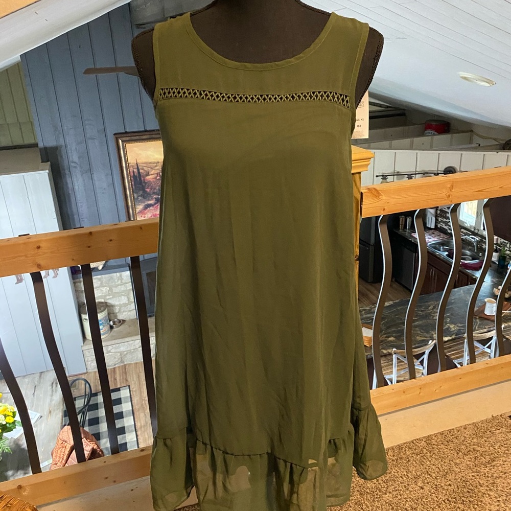Olive Green Flowy Dress DONATING SOON!!